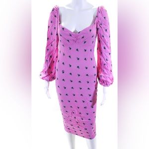 AFRM Womens Floral Print V Neck A Line Maxi Dress Pink Size Medium